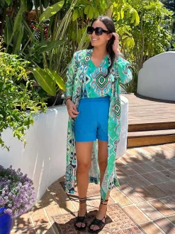 Vilagallo Bermuda Lino Azul Best Sale