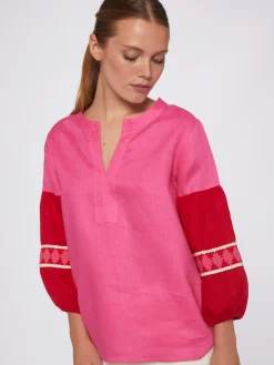 Vilagallo Camisa 100% Lino Bicolor Manga Abullonada Flash Sale