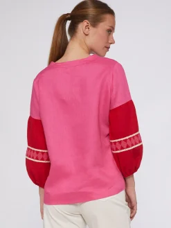 Vilagallo Camisa 100% Lino Bicolor Manga Abullonada Flash Sale