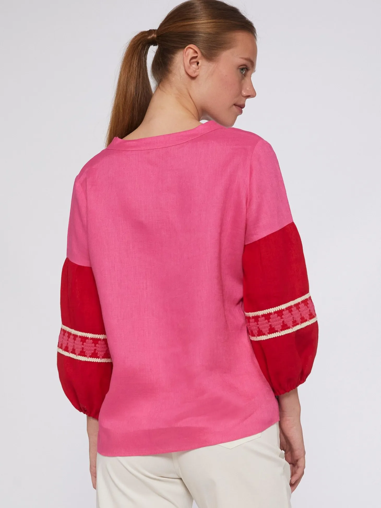 Vilagallo Camisa 100% Lino Bicolor Manga Abullonada Flash Sale