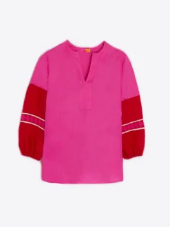 Vilagallo Camisa 100% Lino Bicolor Manga Abullonada Flash Sale