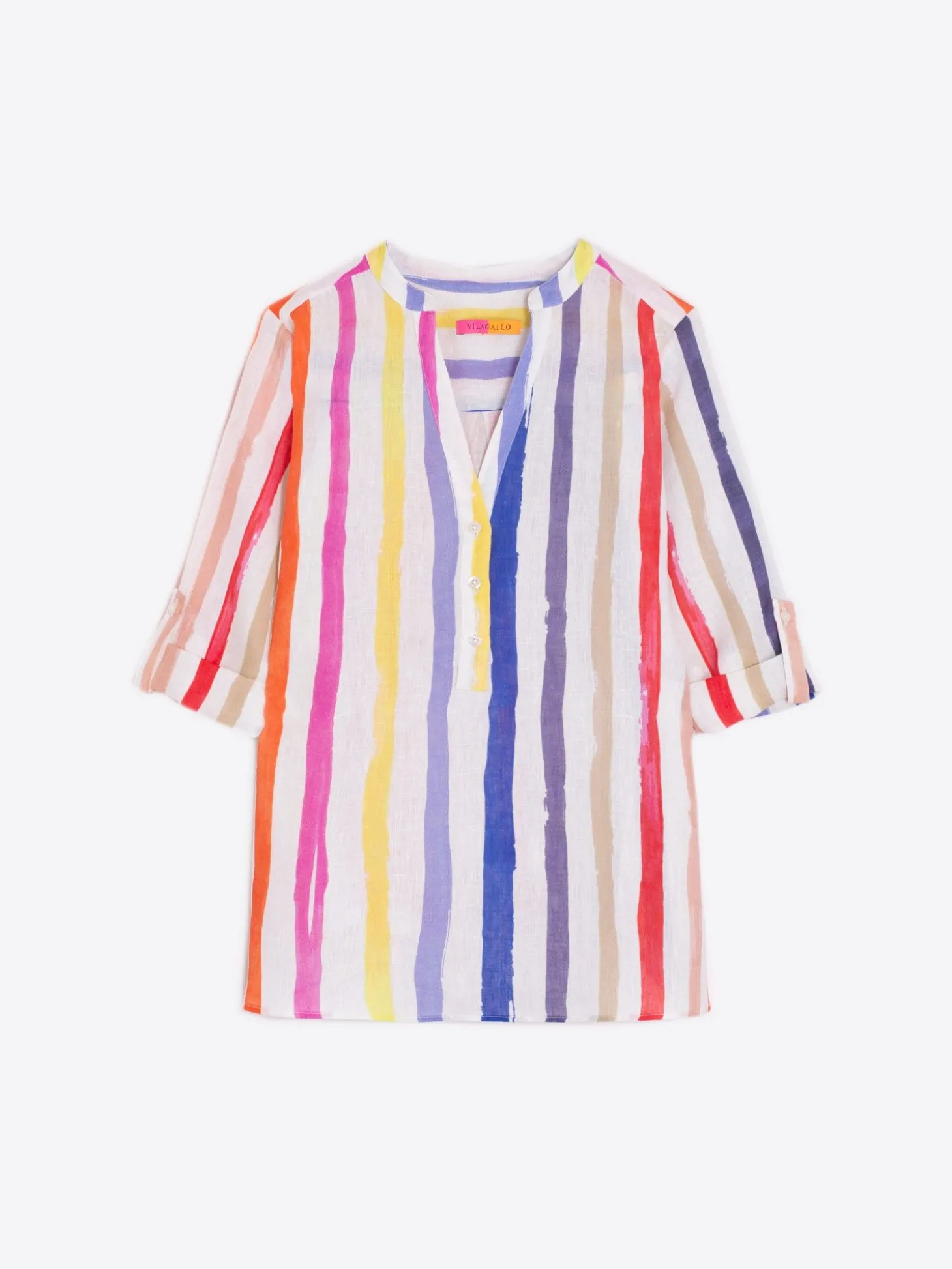 Vilagallo Camisa 100% Lino Rayas Acuarela Online