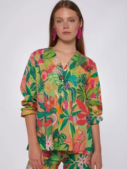 Vilagallo Camisa Ebba Tropical Print Voile Cheap