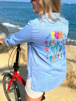 Vilagallo Camisa Espalda Bordada Funtastic Lino Algodon Fashion