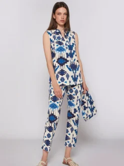 Vilagallo Camisa Estampado Ikat Azul Shop