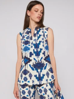 Vilagallo Camisa Estampado Ikat Azul Shop