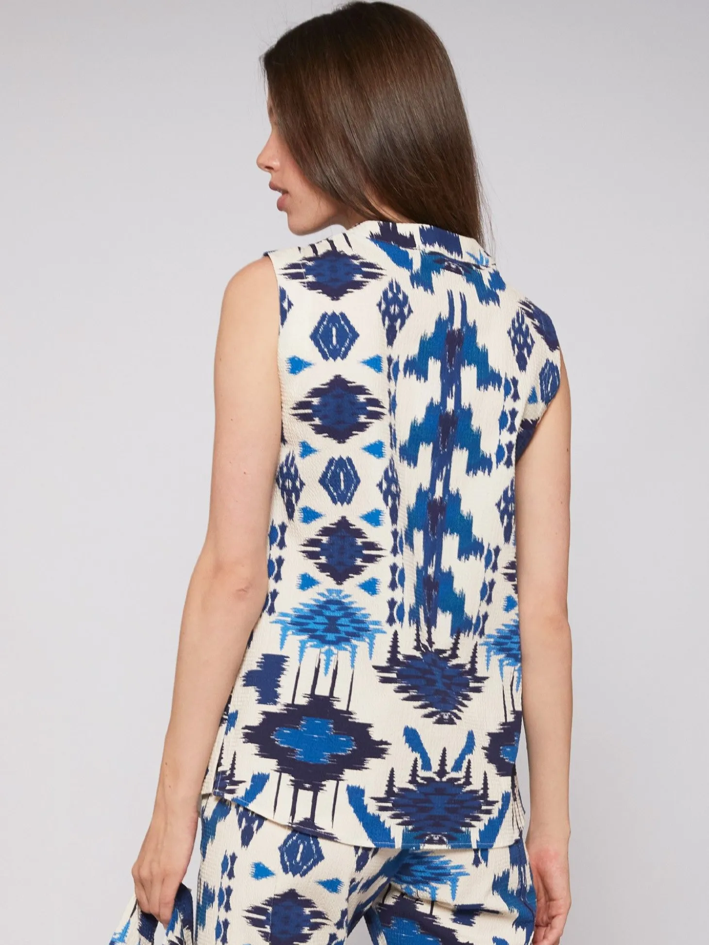 Vilagallo Camisa Estampado Ikat Azul Shop