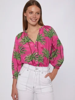 Vilagallo Camisa Estampado Palmeras Rosa Fashion