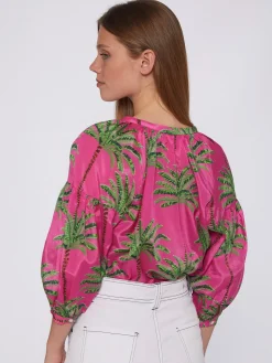 Vilagallo Camisa Estampado Palmeras Rosa Fashion