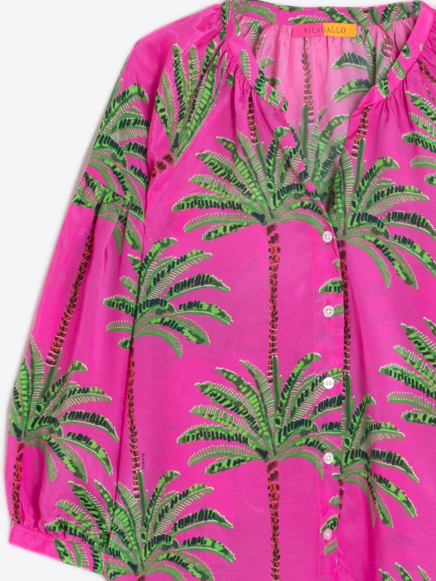 Vilagallo Camisa Estampado Palmeras Rosa Fashion