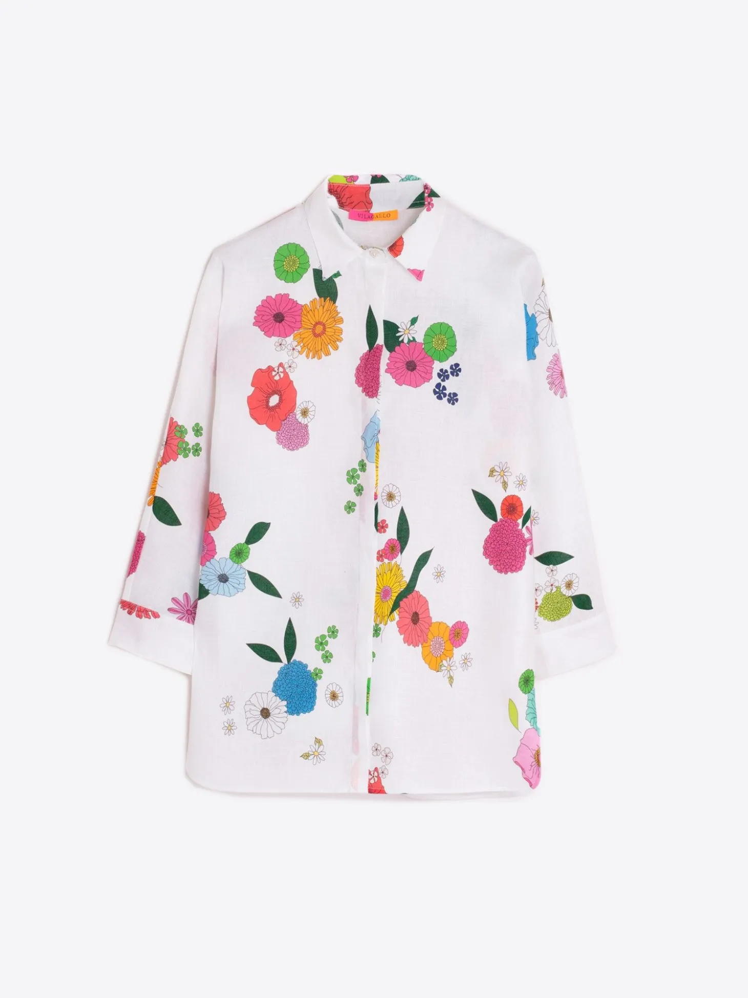 Vilagallo Camisa Flores 100% Lino Hot