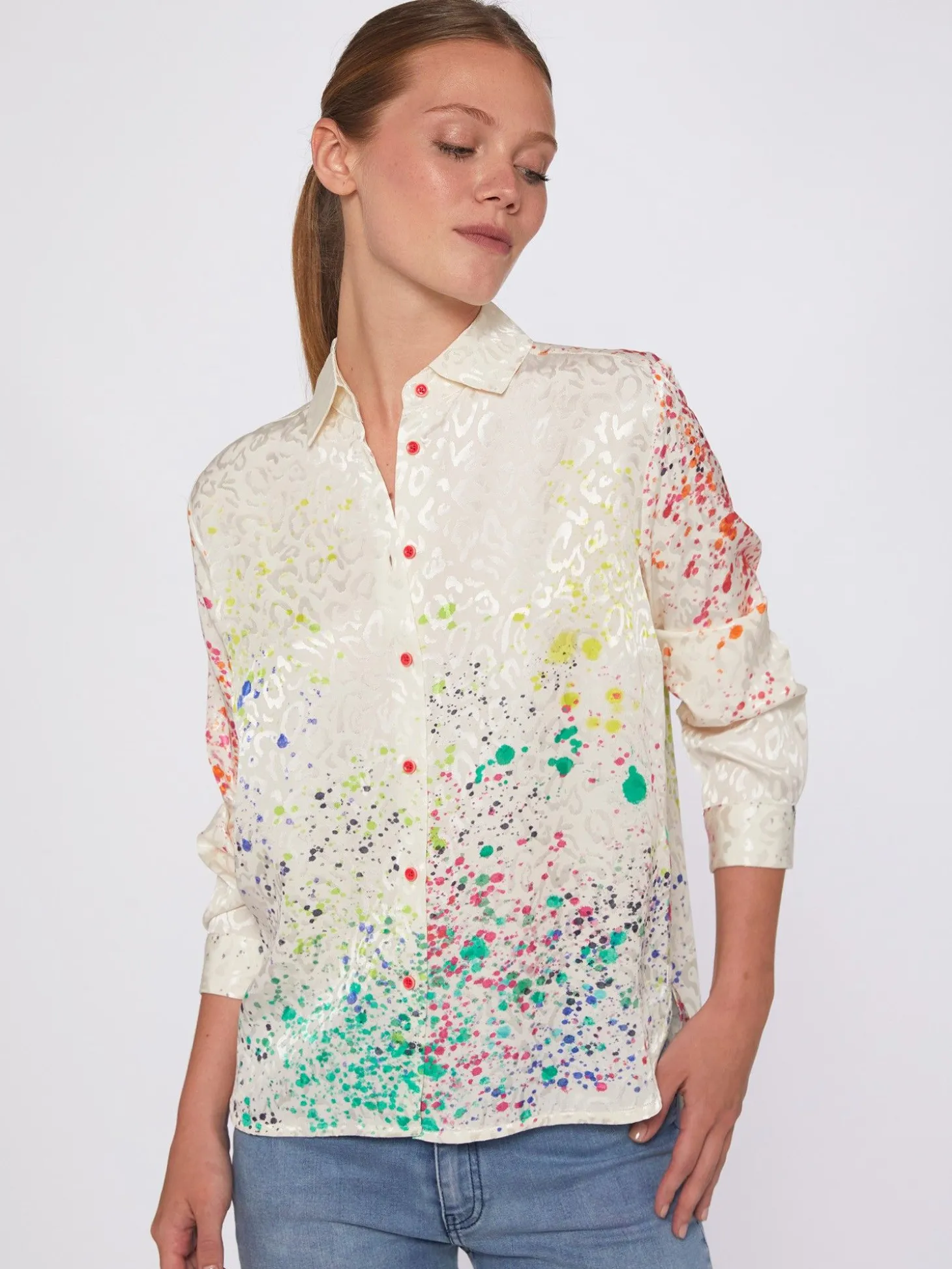 Vilagallo Camisa Fluida Jacquard Estampado Arte Online