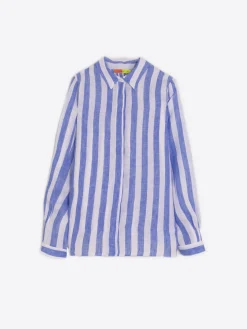 Vilagallo Camisa Ginger Pure Linen Stripe Navy Shop