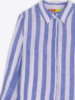 Vilagallo Camisa Ginger Pure Linen Stripe Navy Shop
