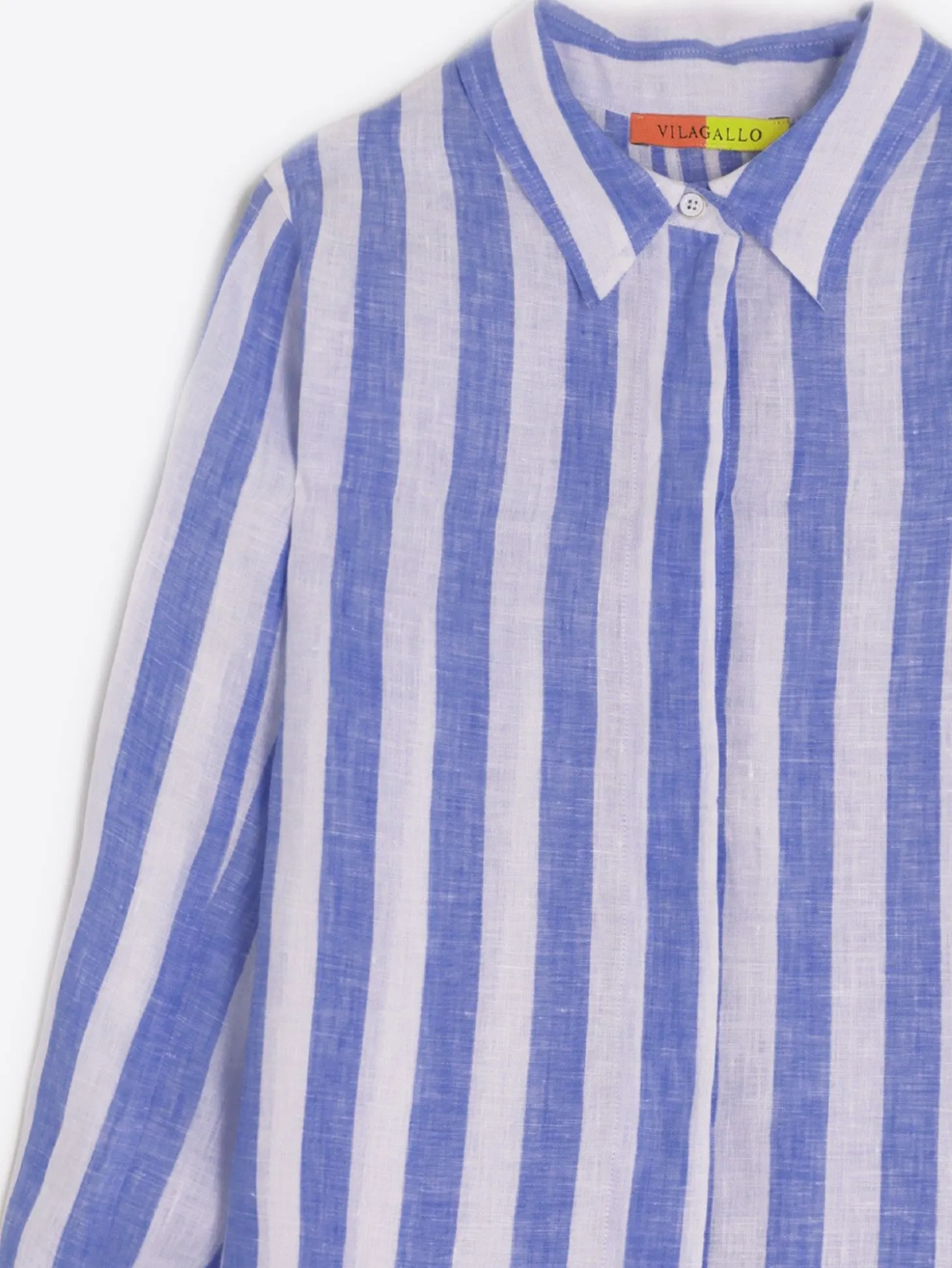 Vilagallo Camisa Ginger Pure Linen Stripe Navy Shop