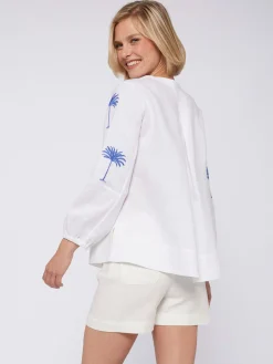 Vilagallo Camisa Lino Mangas Bordadas Palmera Online