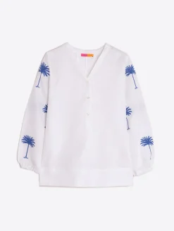 Vilagallo Camisa Lino Mangas Bordadas Palmera Online