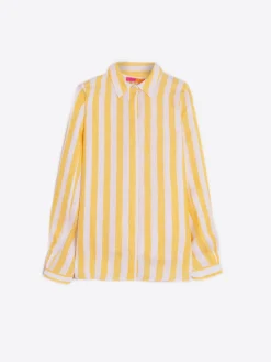 Vilagallo Camisa Lino Rayas Amarillas Hot
