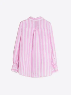 Vilagallo Camisa Lino Rayas Rosas Fashion