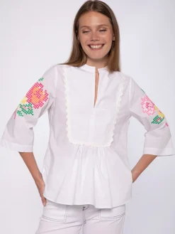 Vilagallo Camisa Mangas Bordadas Punto De Cruz Discount