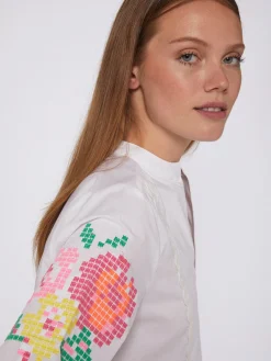 Vilagallo Camisa Mangas Bordadas Punto De Cruz Discount