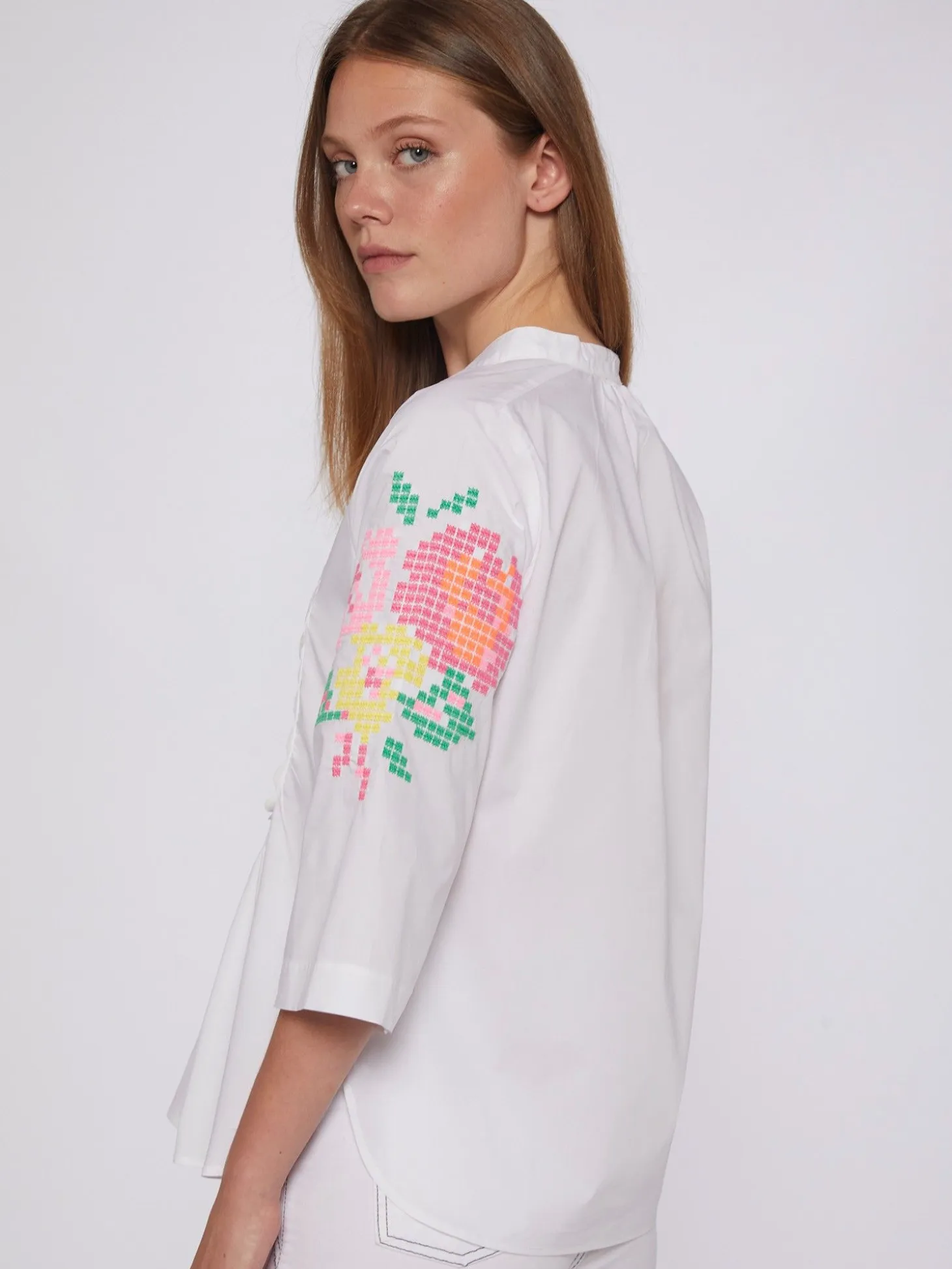 Vilagallo Camisa Mangas Bordadas Punto De Cruz Discount