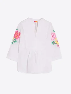 Vilagallo Camisa Mangas Bordadas Punto De Cruz Discount