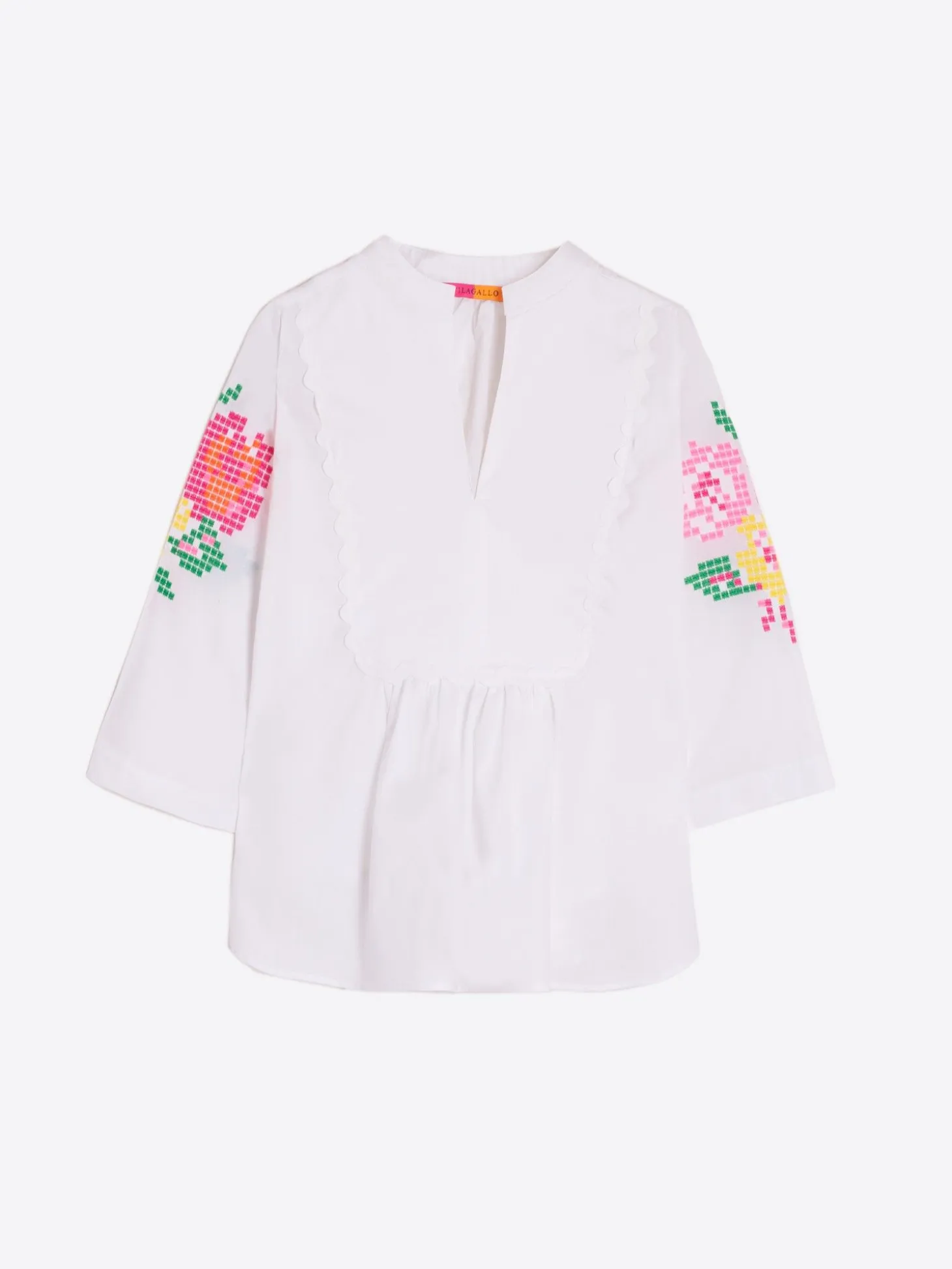 Vilagallo Camisa Mangas Bordadas Punto De Cruz Discount