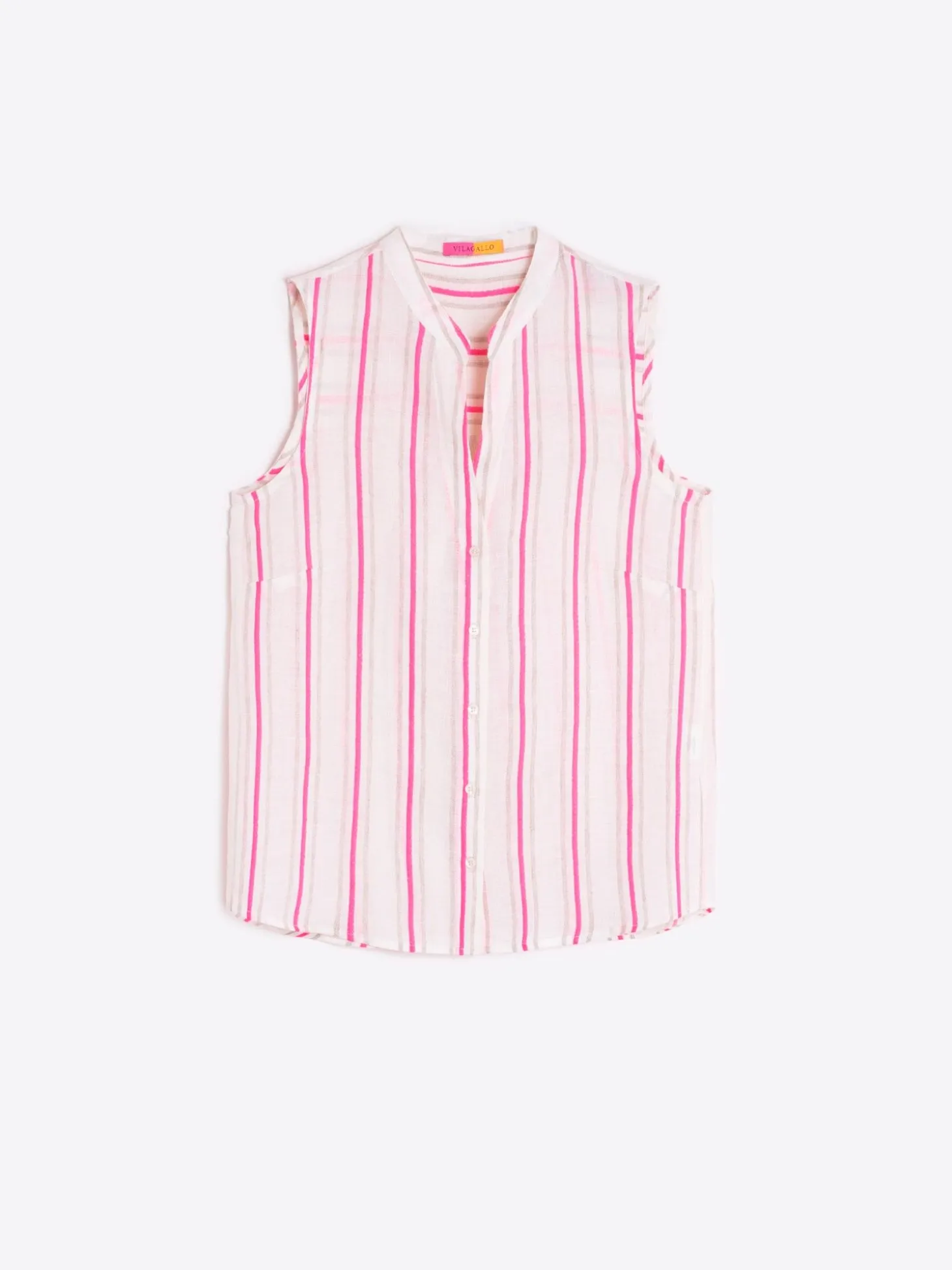 Vilagallo Camisa Rayas Fluor Rosa Y Camel Cheap