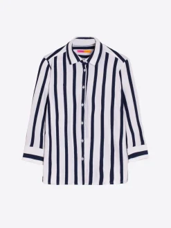 Vilagallo Camisa Sara Ecru Navy Stripe Knit Best Sale
