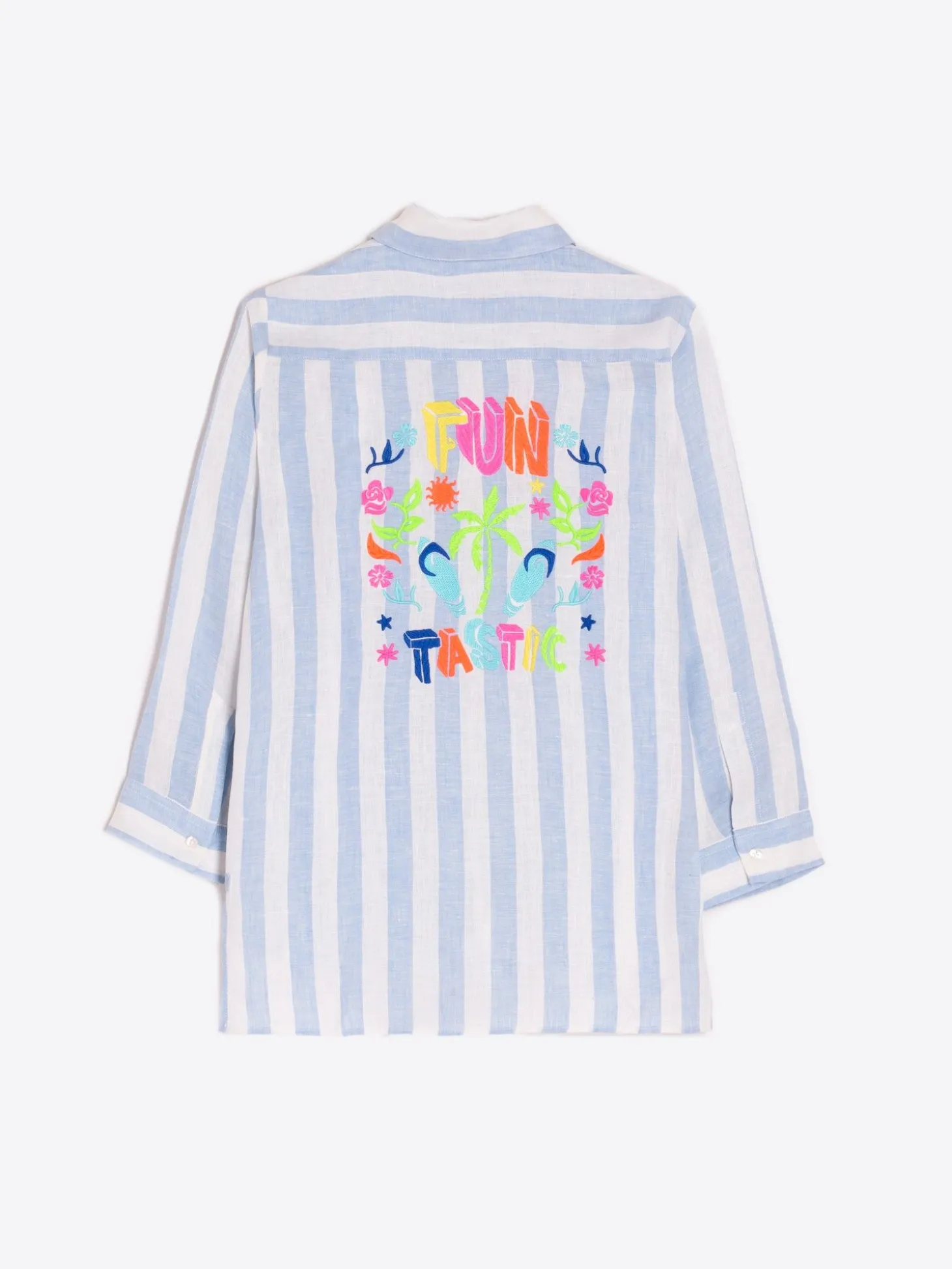 Vilagallo Camisa Sara Emb Blue Linen Stripe L Best