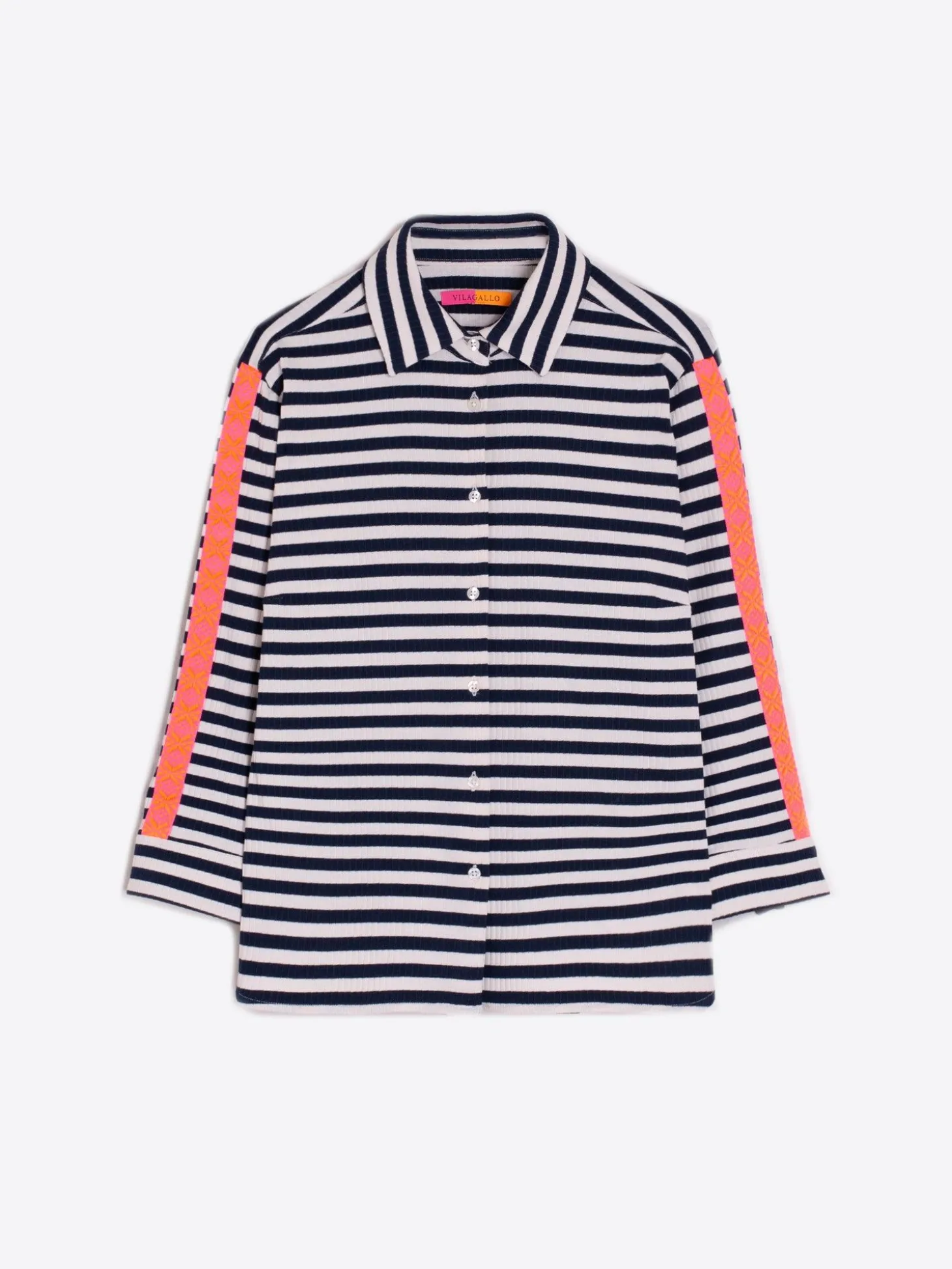 Vilagallo Camisa Sara Navy Stripe Canale Discount