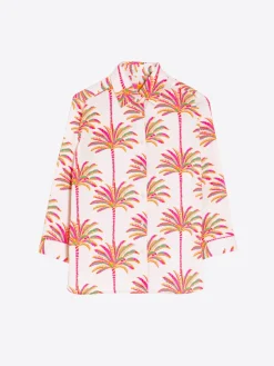 Vilagallo Camisa Sara Pink Palm Tree Print Outlet
