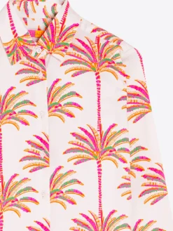 Vilagallo Camisa Sara Pink Palm Tree Print Outlet