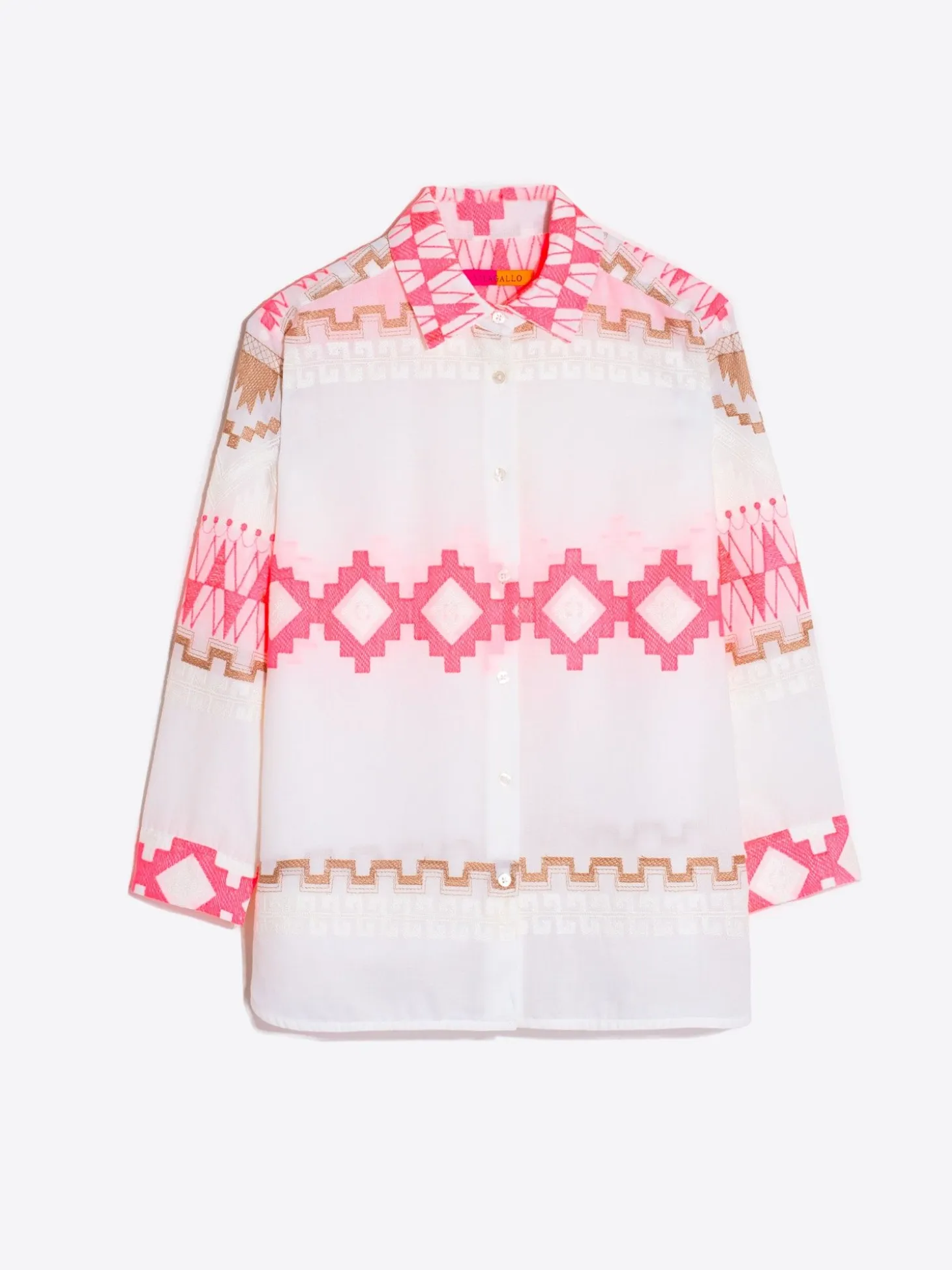Vilagallo Camisa Voile Jacquard Rosa Y Camel Sale