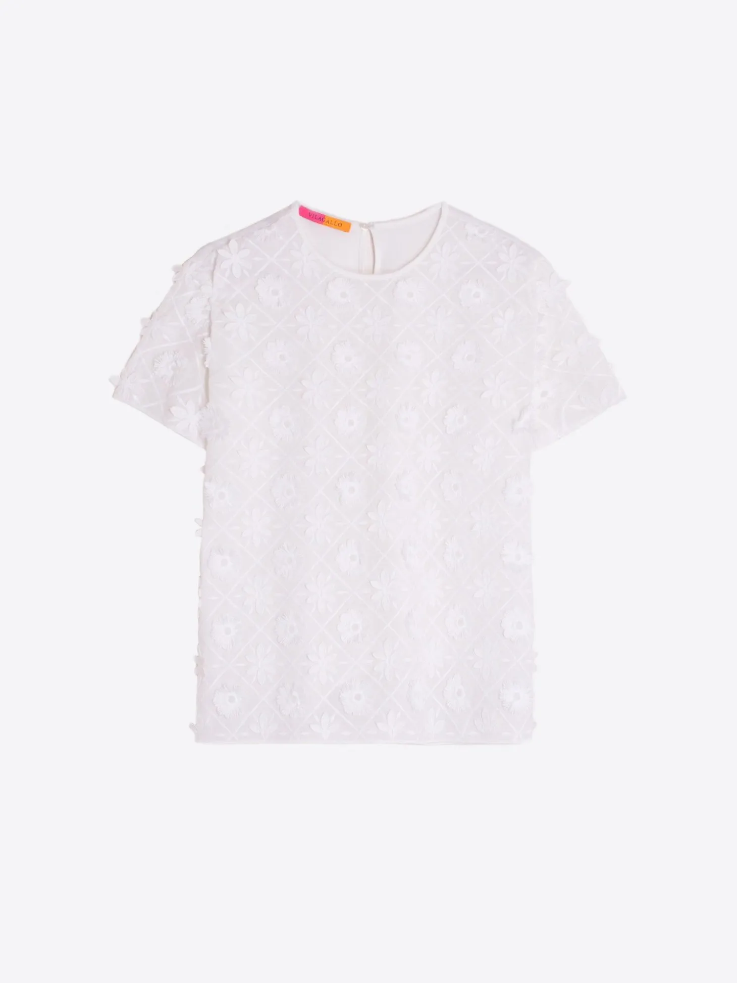 Vilagallo Camiseta Flores Bordadas Blanca Hot