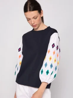 Vilagallo Camiseta Mangas Bordadas Ikat Clearance
