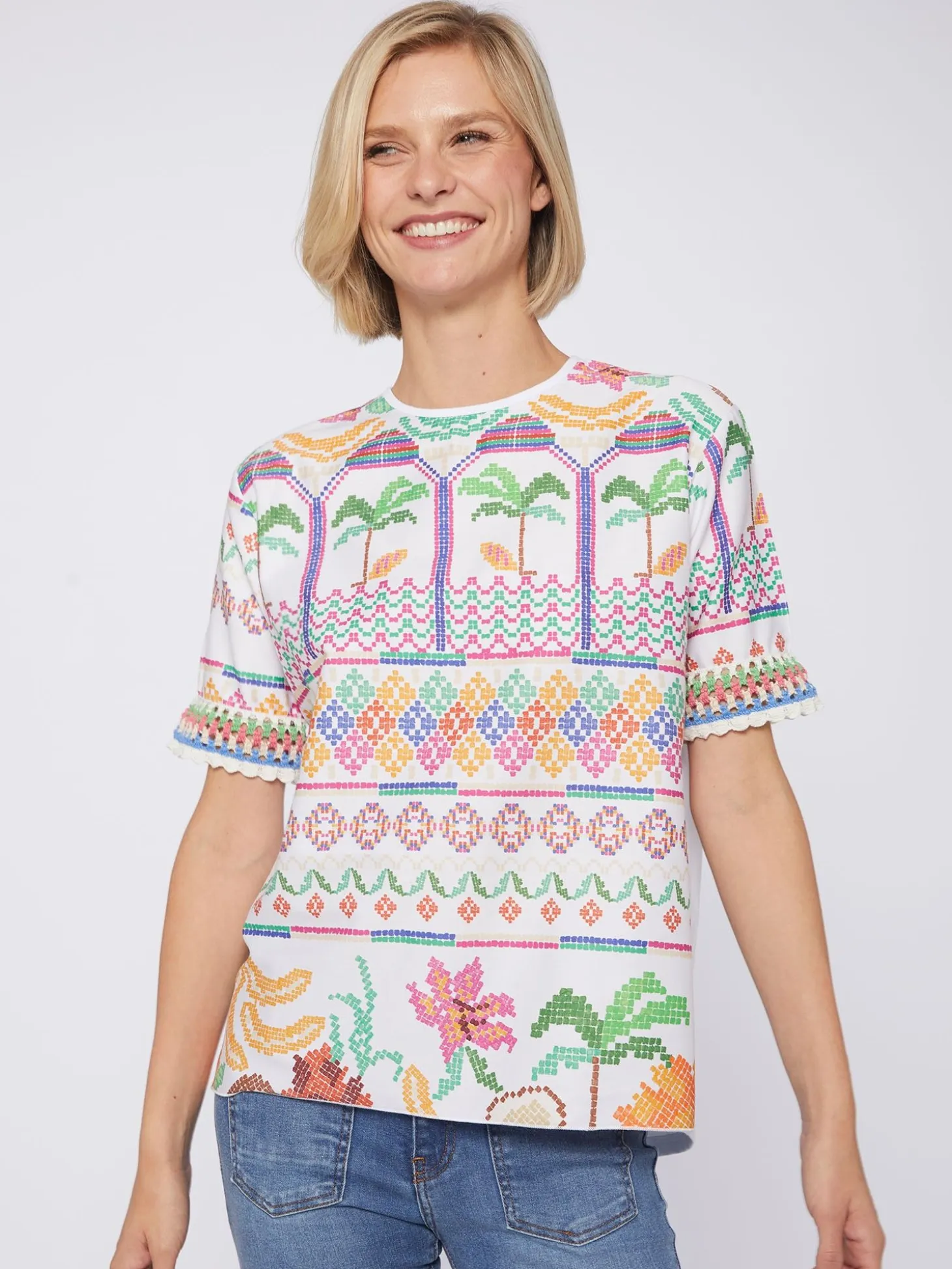 Vilagallo Camiseta Menorca Cross Stitch Print Cheap