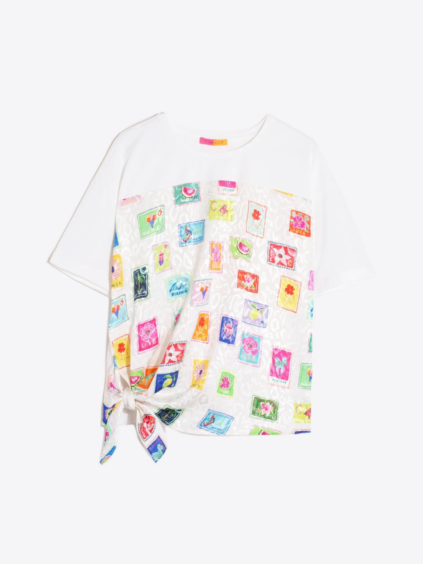 Vilagallo Camiseta Nudo Delantero Sellos Jacquard Best Sale