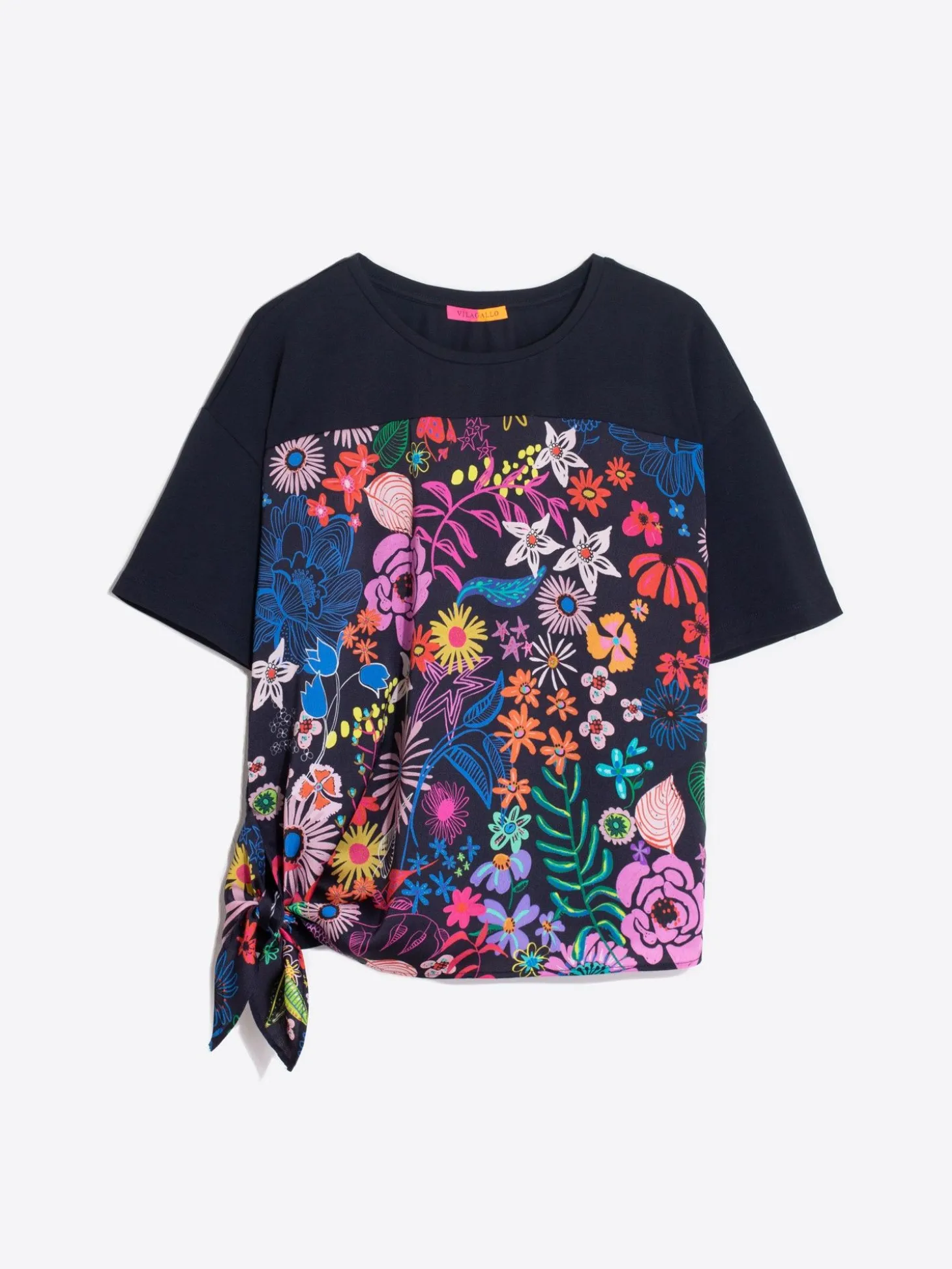 Vilagallo Camiseta Nudo Estampado Flores Pintadas Sale