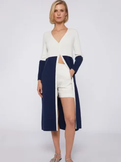 Vilagallo Cardigan Punto Bicolor Marino Best Sale