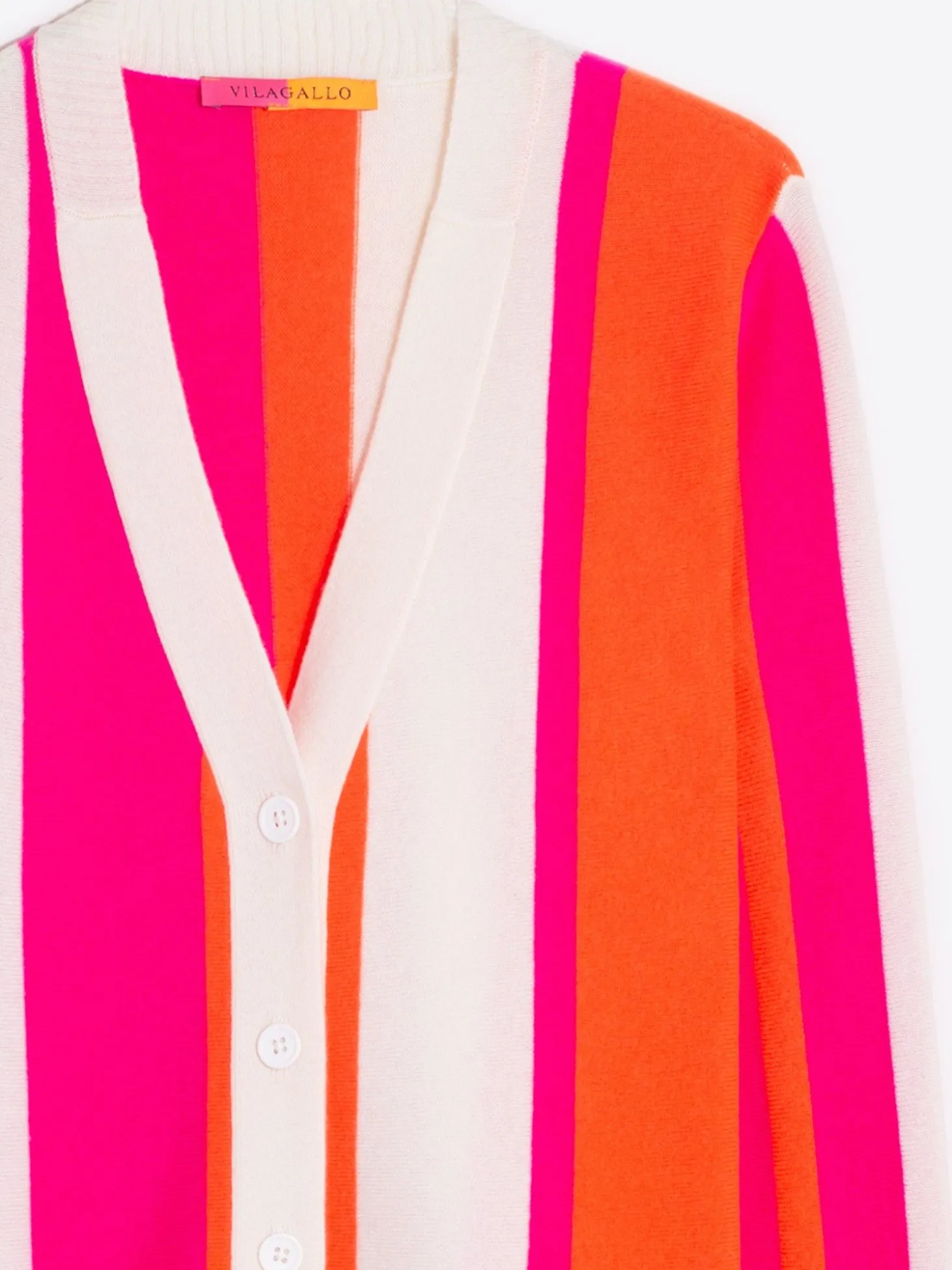 Vilagallo Cardigan Punto Rayas 100% Lana Merino Extrafina Best Sale