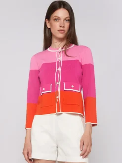 Vilagallo Cardigan Punto Tricolor Rosa Naranja Cheap