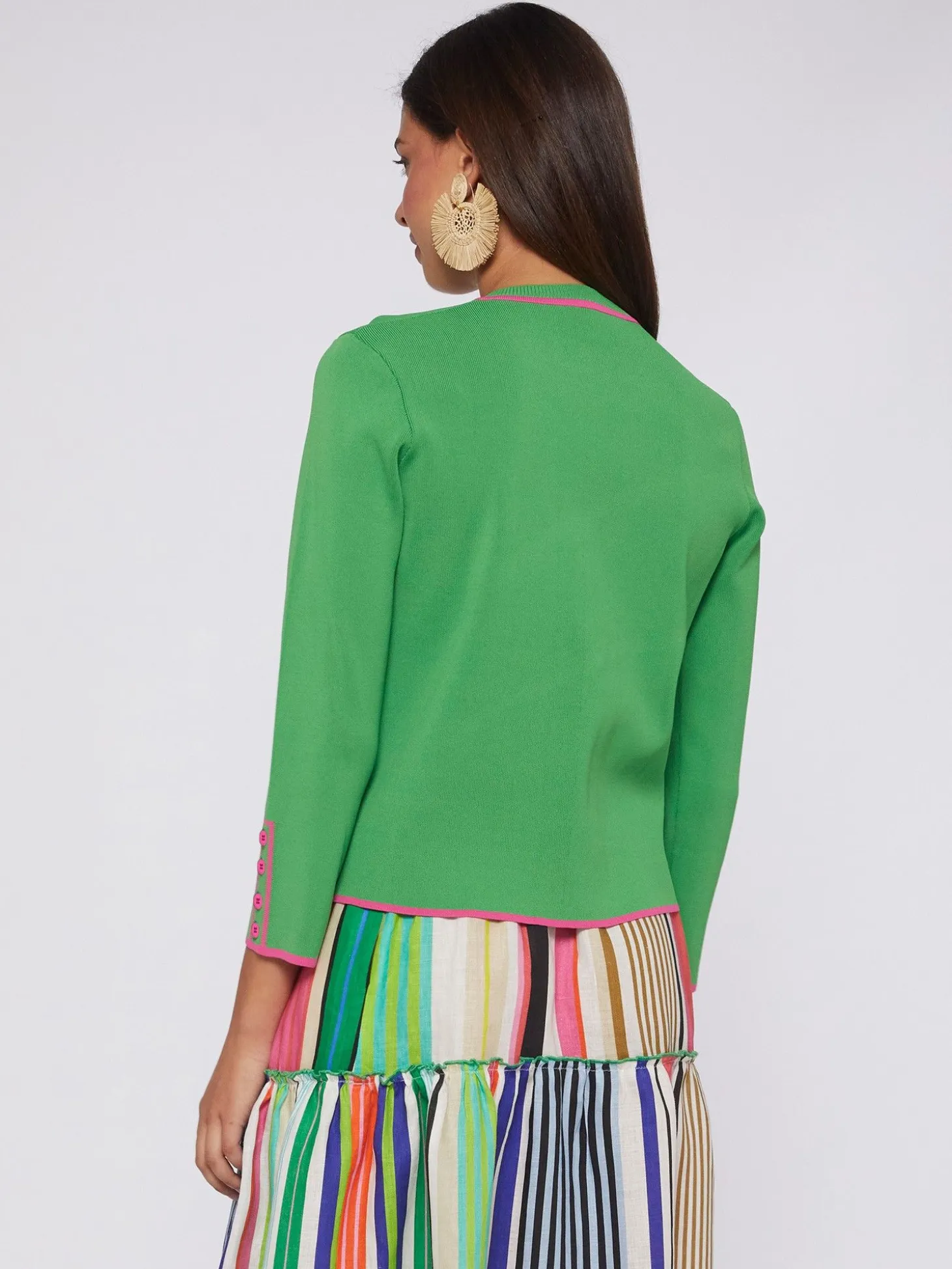 Vilagallo Cardigan Punto Verde Rosa Discount