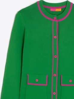 Vilagallo Cardigan Punto Verde Rosa Discount