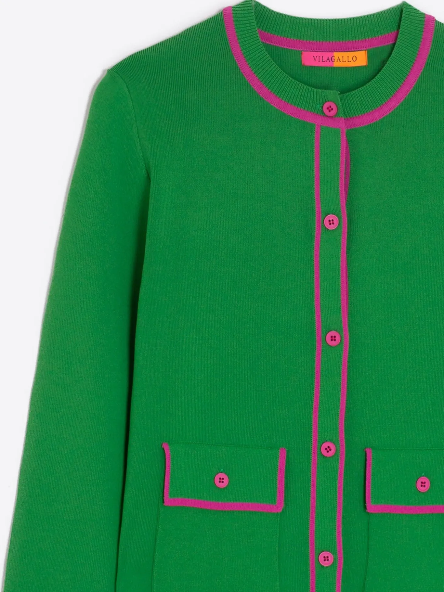 Vilagallo Cardigan Punto Verde Rosa Discount