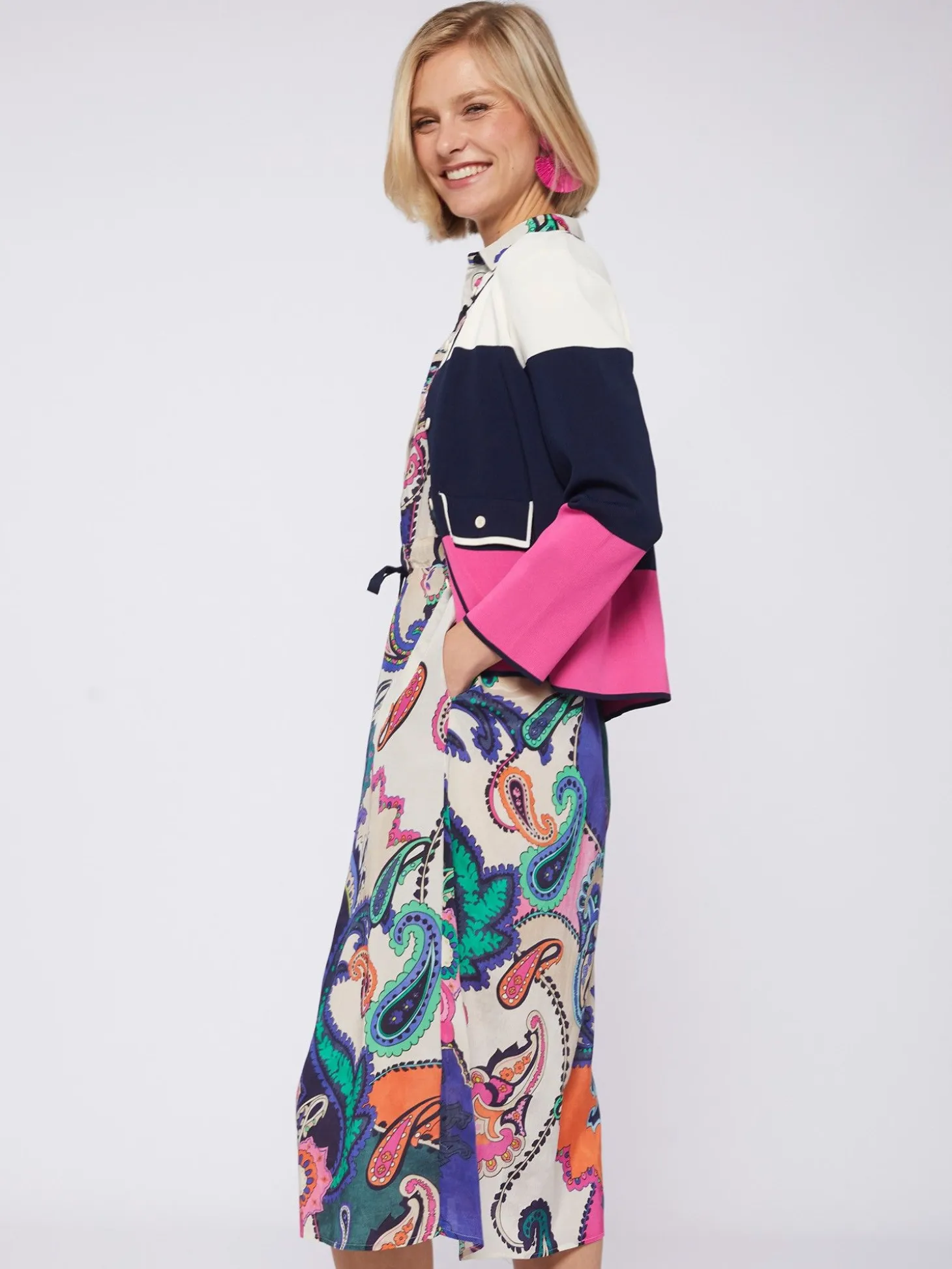 Vilagallo Cardigan Tricolor Rosa Marino Clearance