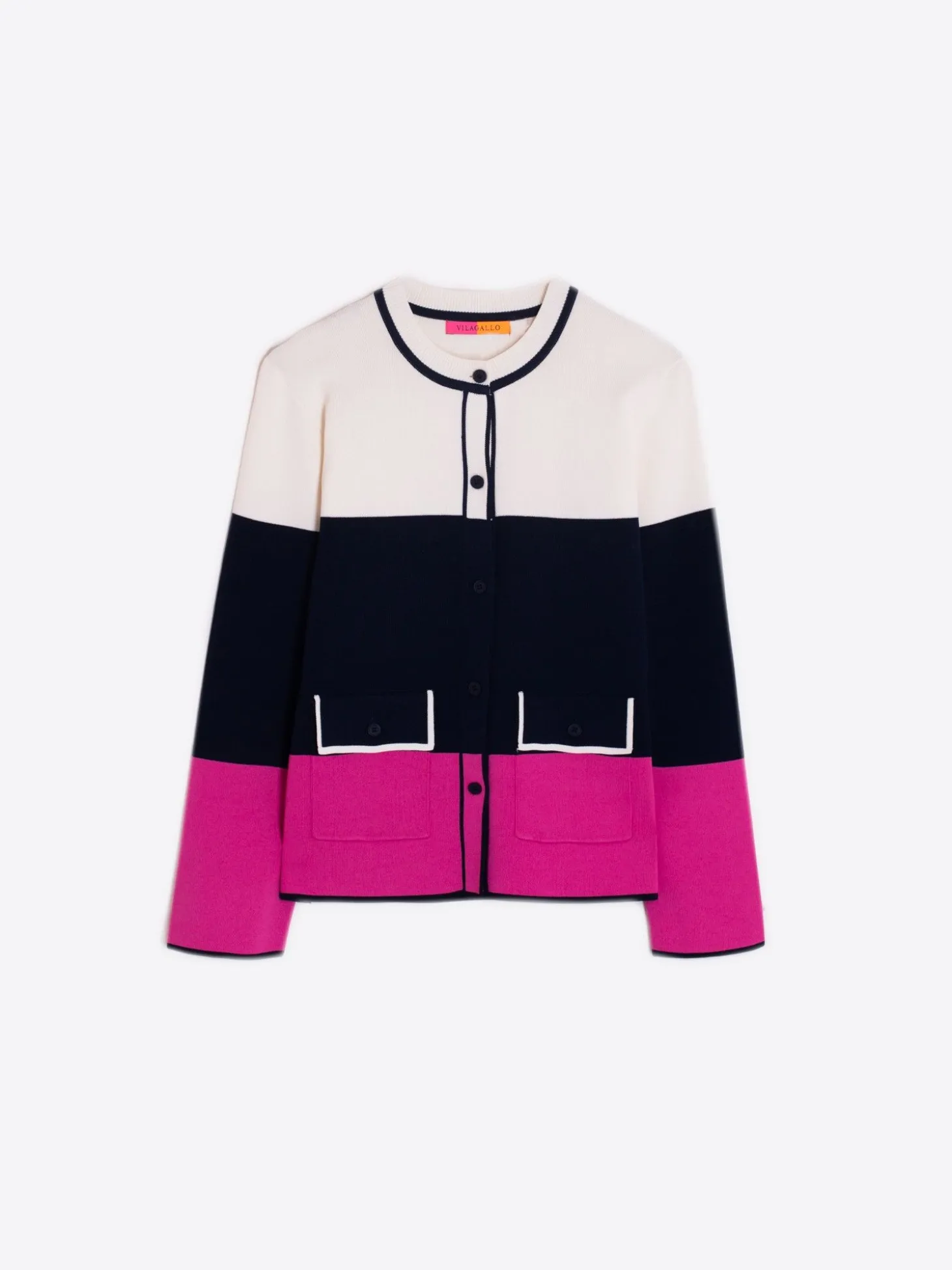 Vilagallo Cardigan Tricolor Rosa Marino Clearance