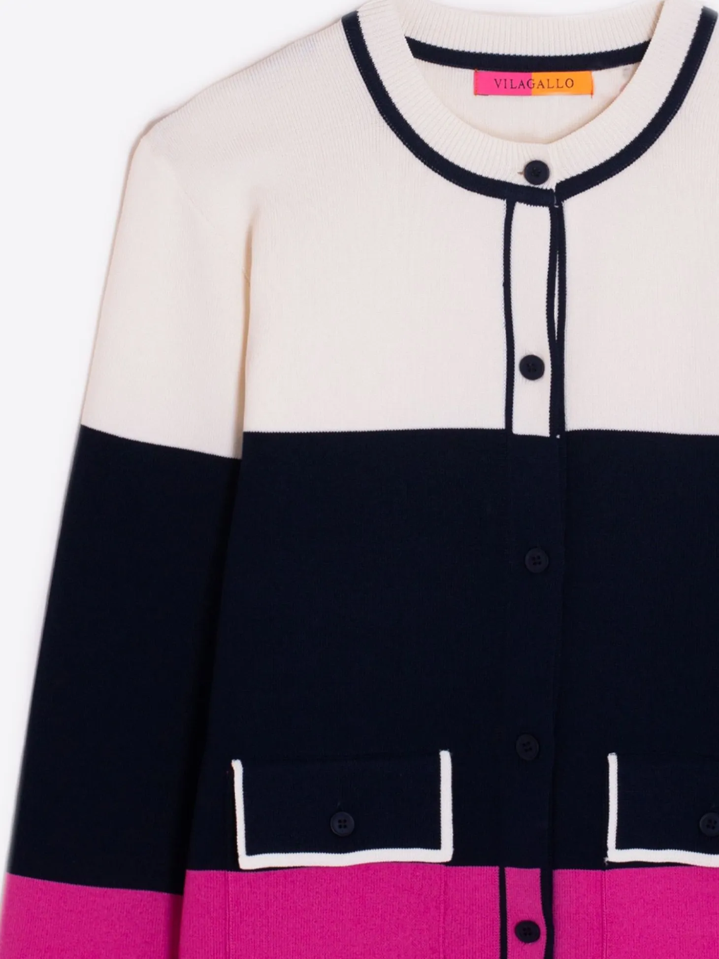 Vilagallo Cardigan Tricolor Rosa Marino Clearance