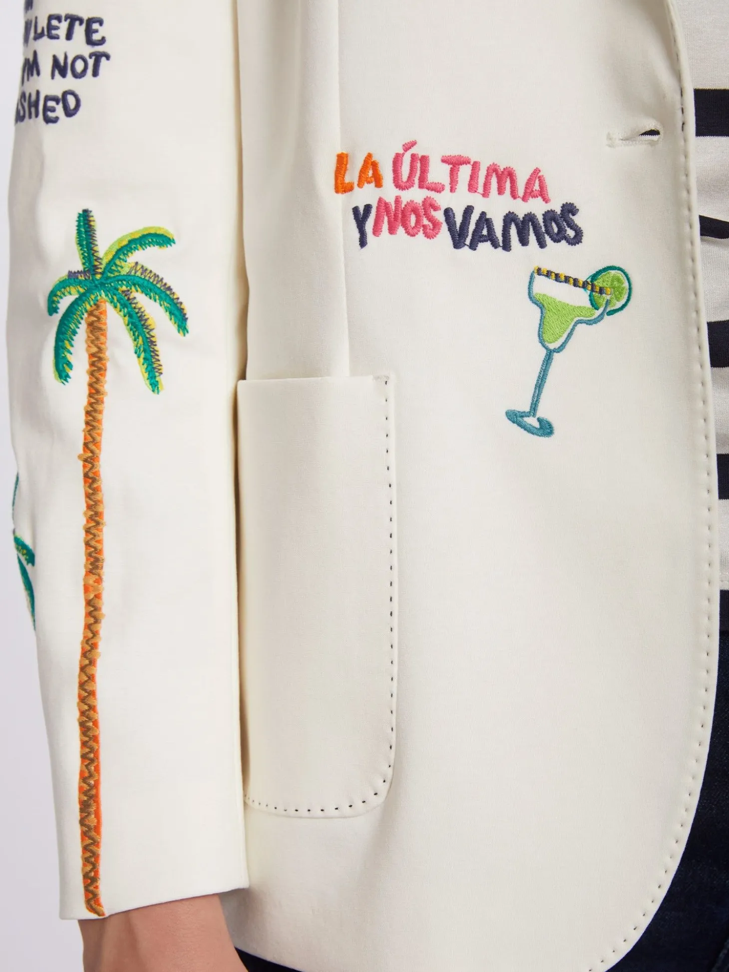 Vilagallo Chaqueta Bordada Punto Blanco Perfect Fit Fashion